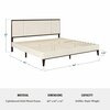 Martha Stewart Jett King Size Solid Wood Platform Bed w/Upholstered Base/Inset Paneled Headboard, Dark Brown/Beige MG-0900271F-K-DKBRN-BG-MS
